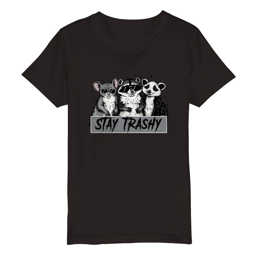 Stay trashy raccoons vintage Organic Kids Crewneck T-shirt