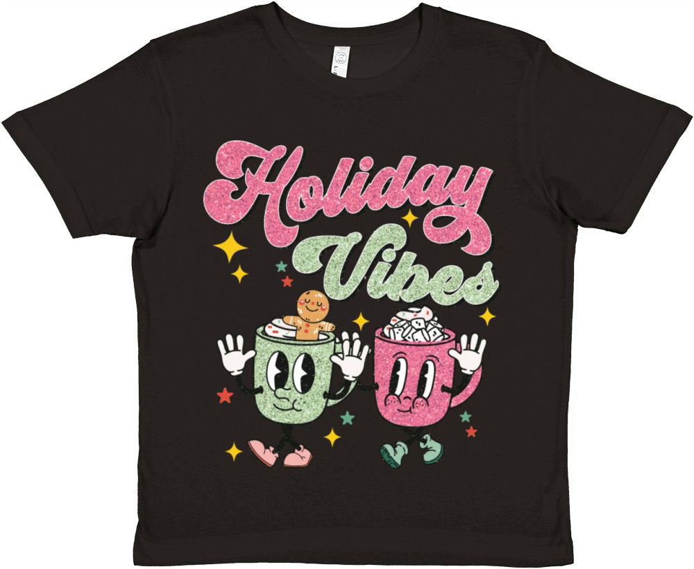 Holiday Vibes Fall Funny Print Premium Kids Crewneck T-shirt