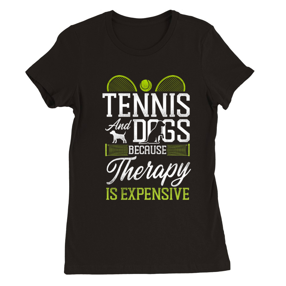 Funny Tennis Player Racket Dog Premium Womens Crewneck T-shirt