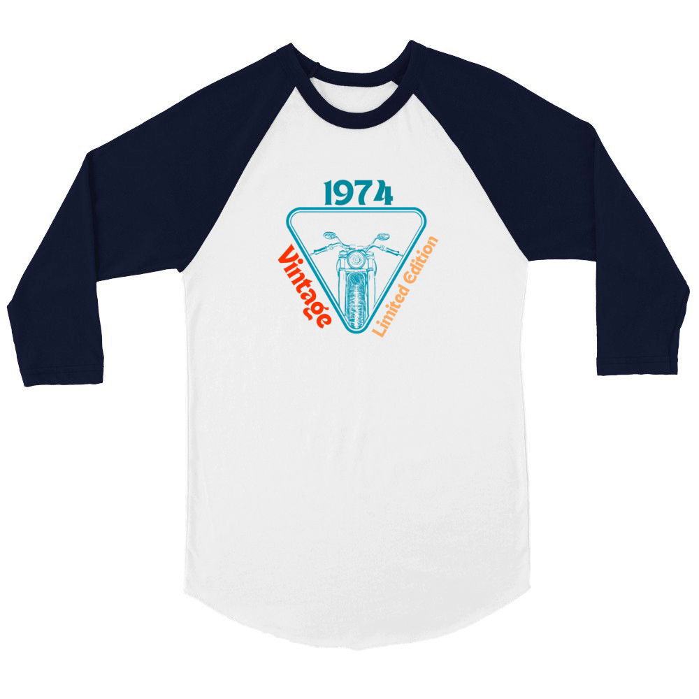 1974 Unisex ¾ sleeve Raglan T-shirt