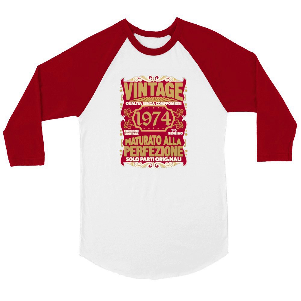 50 Compleanno 50 Uomo Anni Retro Vintage 1974 Reg Unisex ¾ sleeve Raglan T-shirt