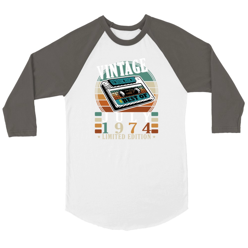 50th birthday 50 years July 1974 Unisex ¾ sleeve Raglan T-shirt