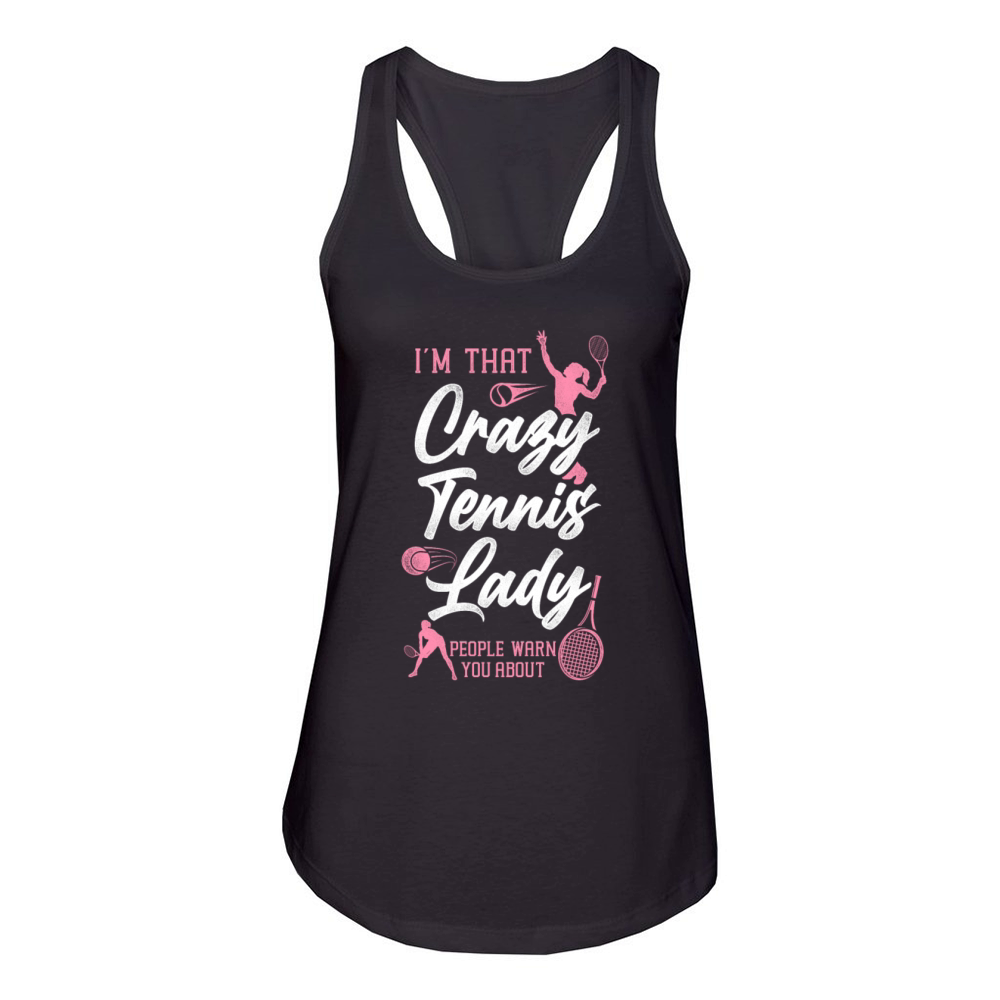 Funny Tennis Player Racket Im Women's Racerback Tank