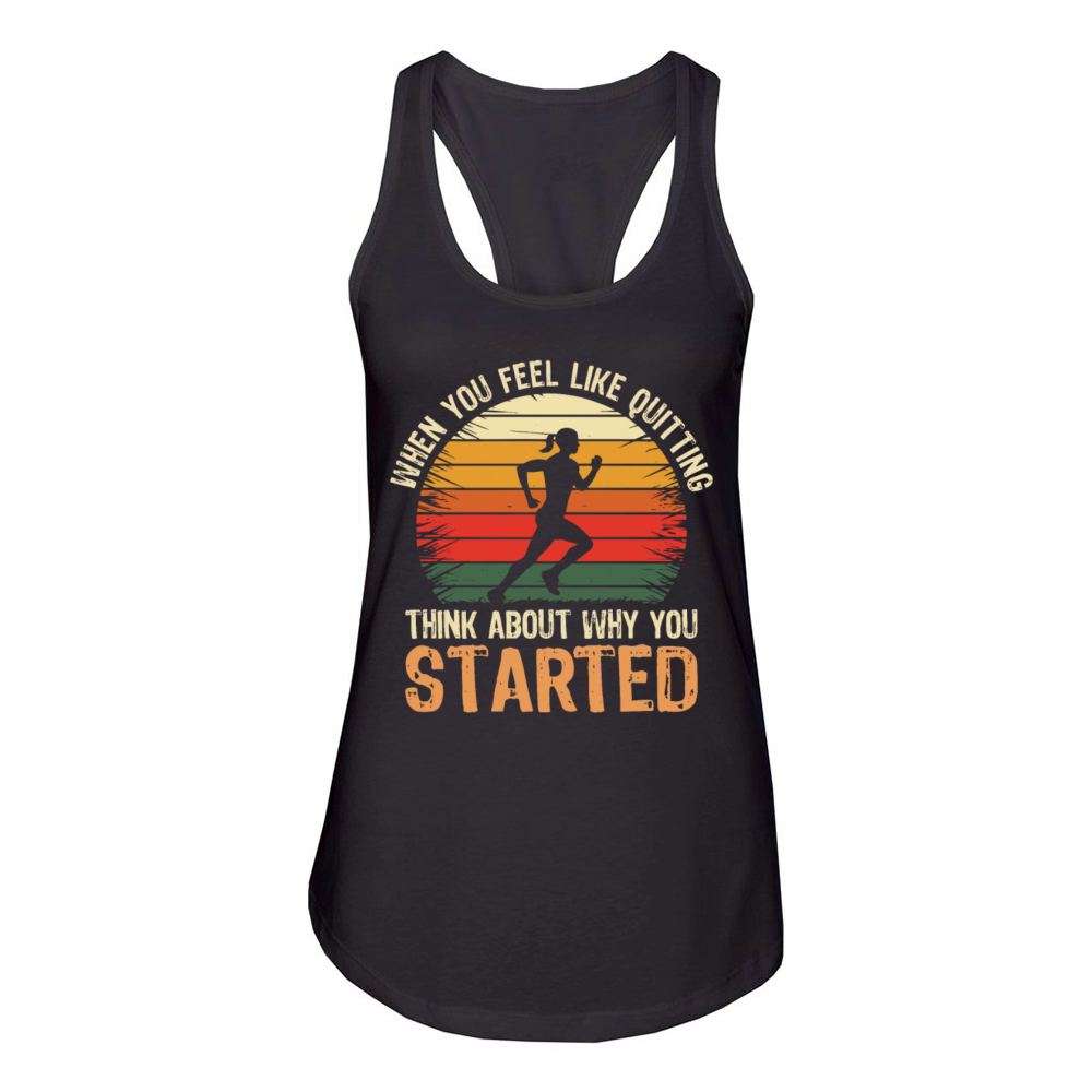 Motivational Runner Vintage Think About Running Women's Racerback Tank