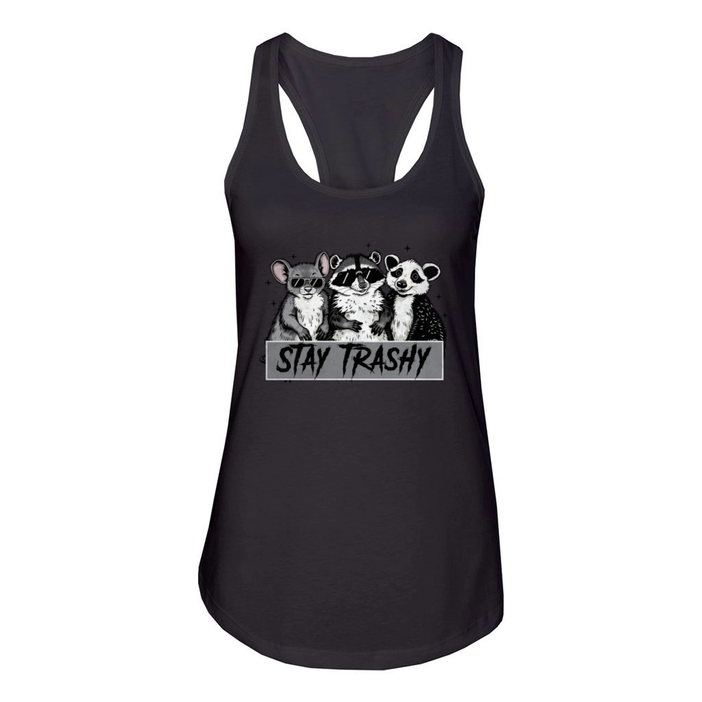 Stay trashy raccoons vintage Women's Racerback Tank