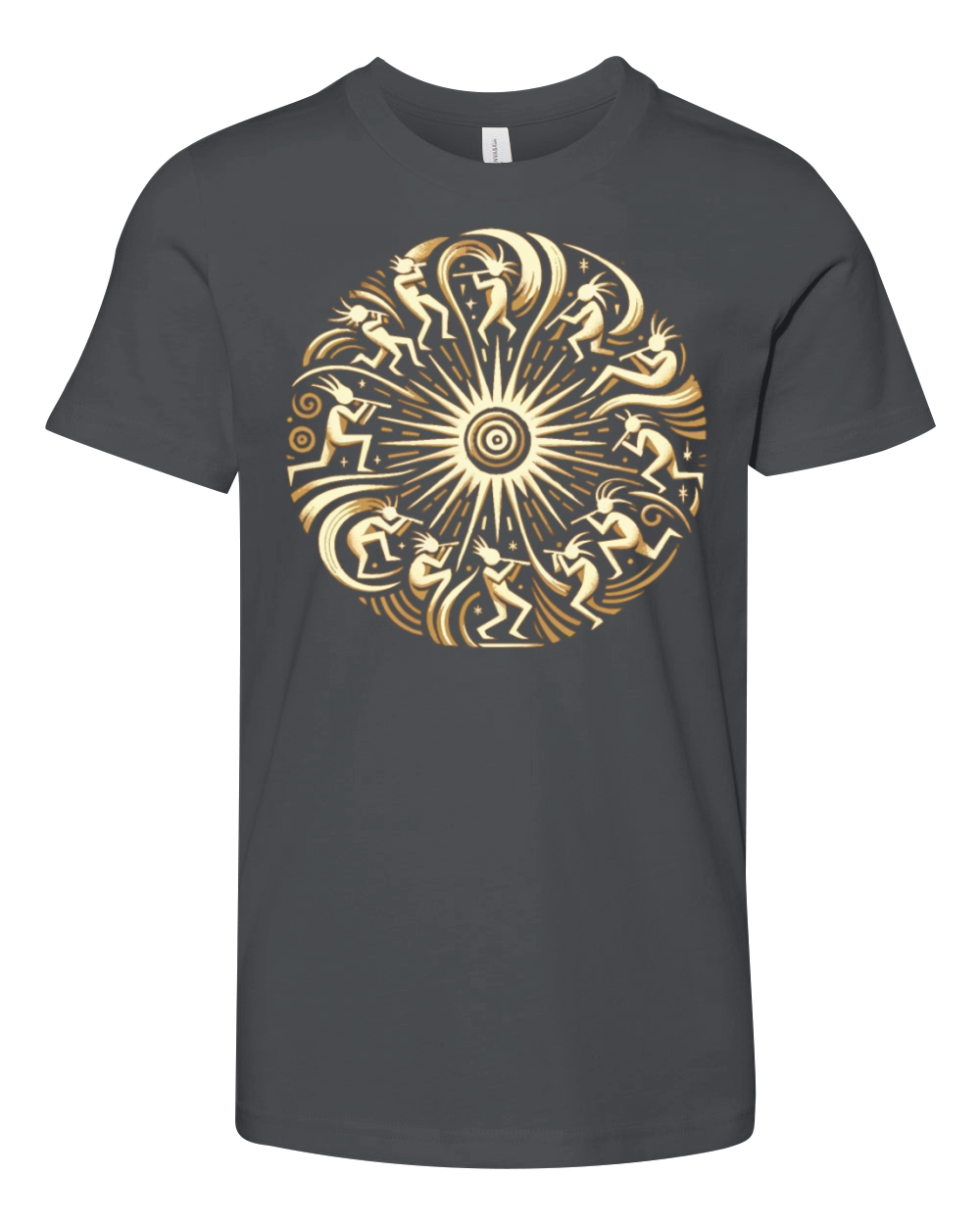 Kokopelli Sun Circle Southwest Dance Tribal Art Youth Unisex Jersey Tee