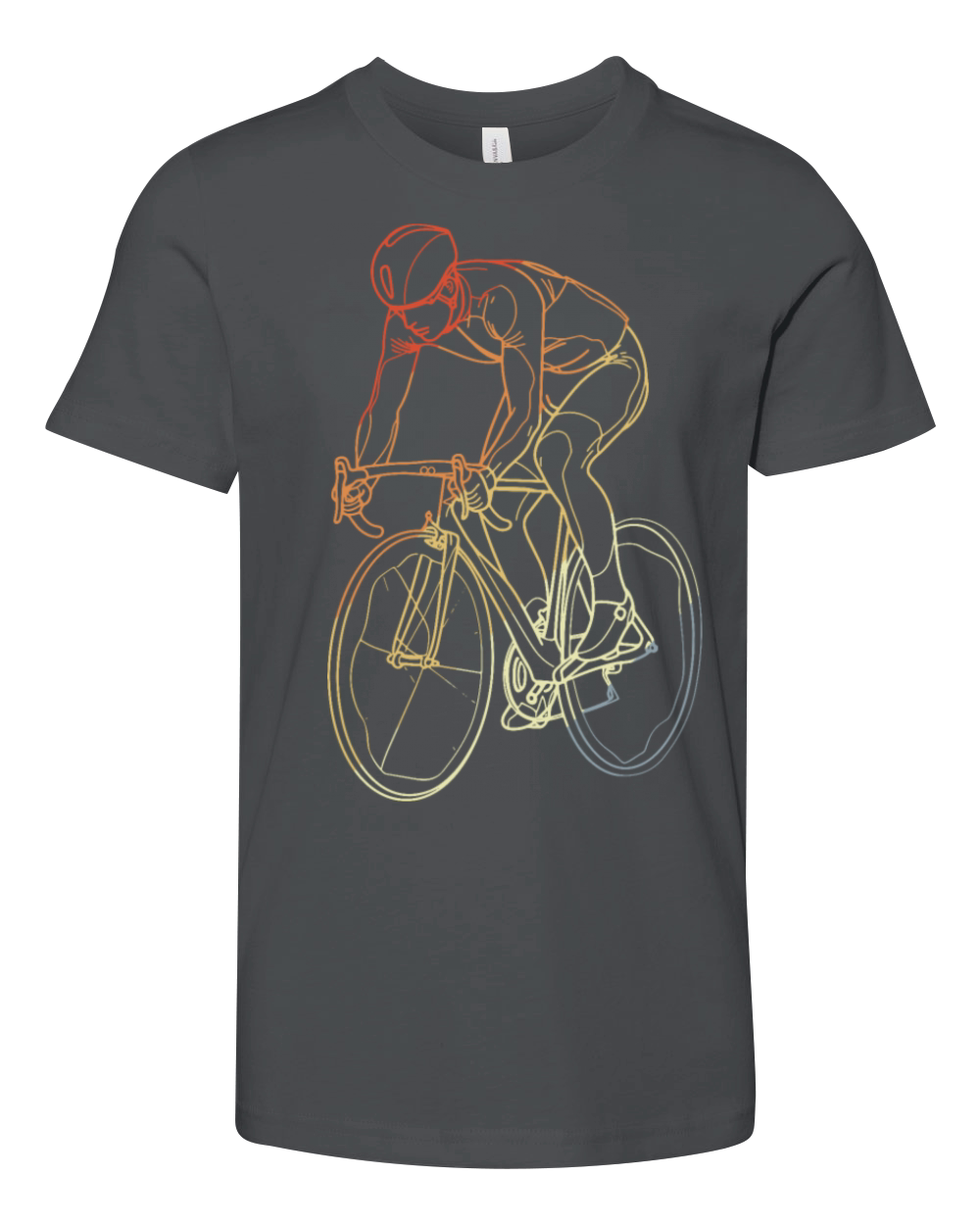 Vintage Cyclist One Line Drawing Youth Unisex Jersey Tee