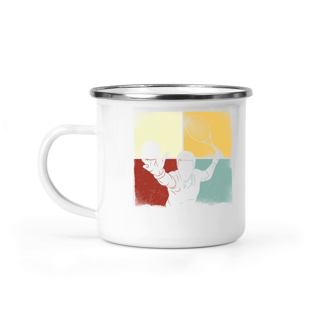 Funny Tennis Player Racket Retro Camping Mug