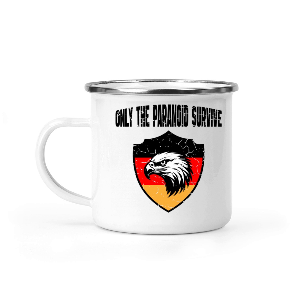 Only The Paranoid Survive Germany Vintage Black Camping Mug