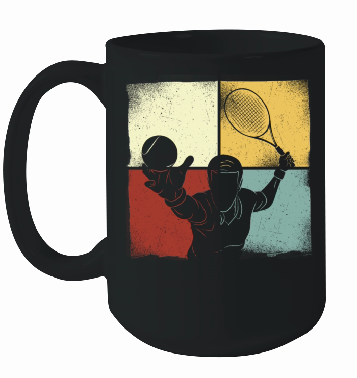 Funny Tennis Player Racket Retro Ceramic Mug