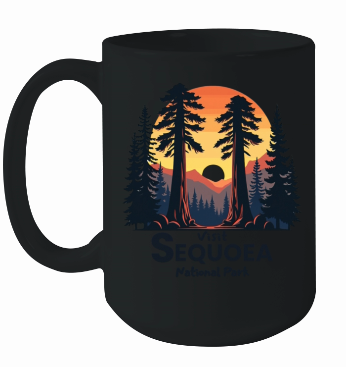 Visit Sequoea National Park Retro Illustraion V 01 Ceramic Mug