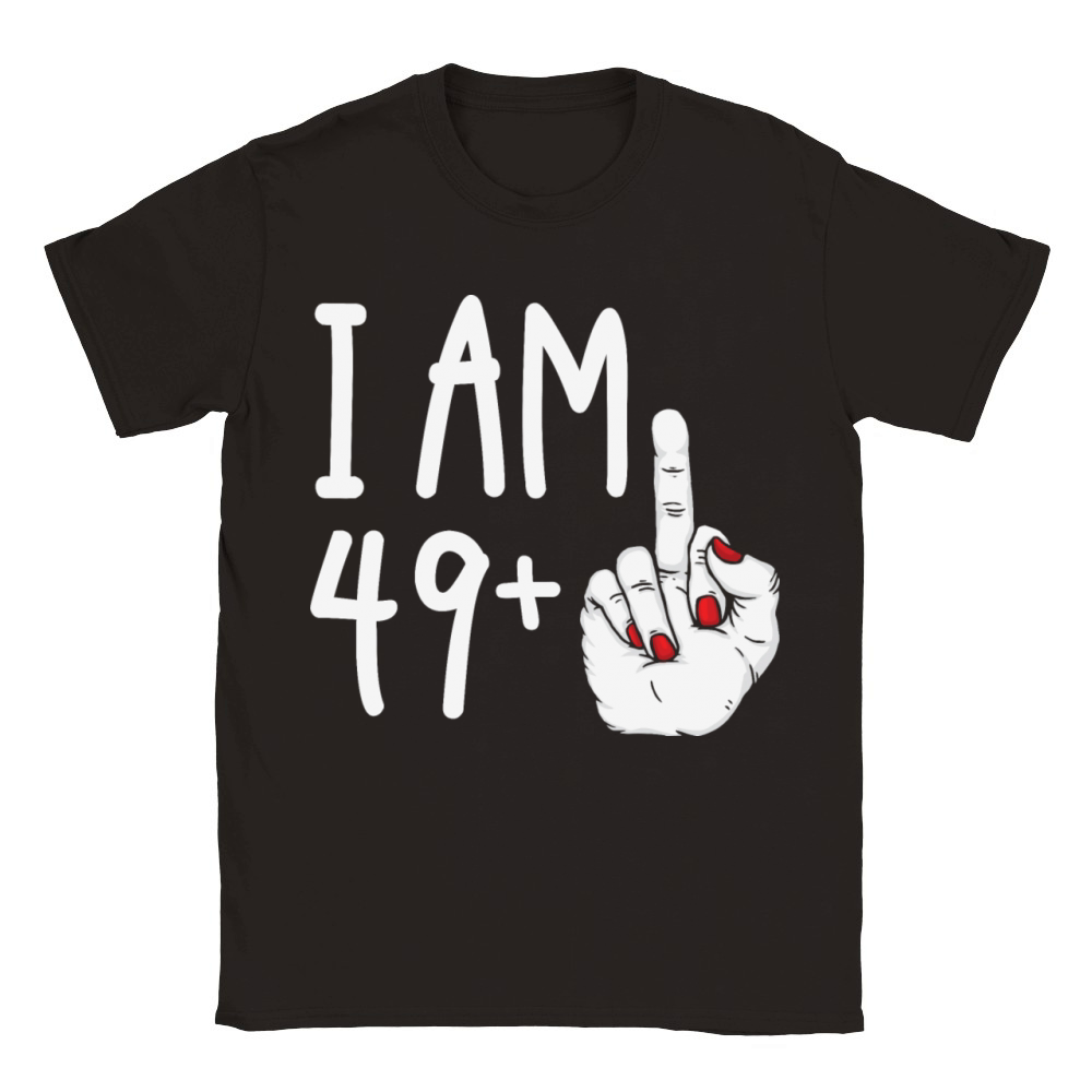 I Am 49 Plus 1 Middle Finger Funny 50th Birthday Classic Kids Crewneck T-shirt