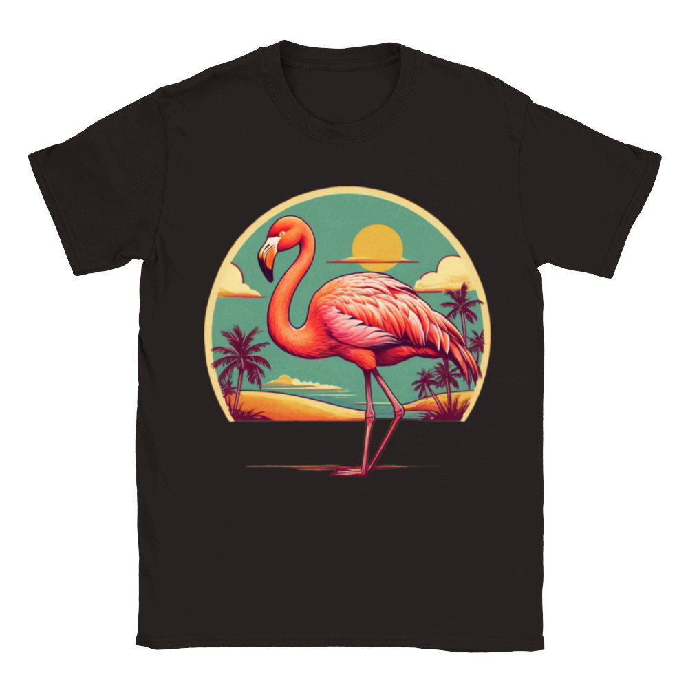 Retro Comic Style Flamingo Tee - Vintage Tropical Classic Kids Crewneck T-shirt