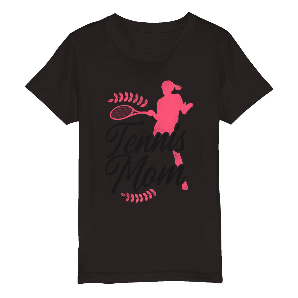 Funny Tennis Player Racket Mom Organic Kids Crewneck T-shirt