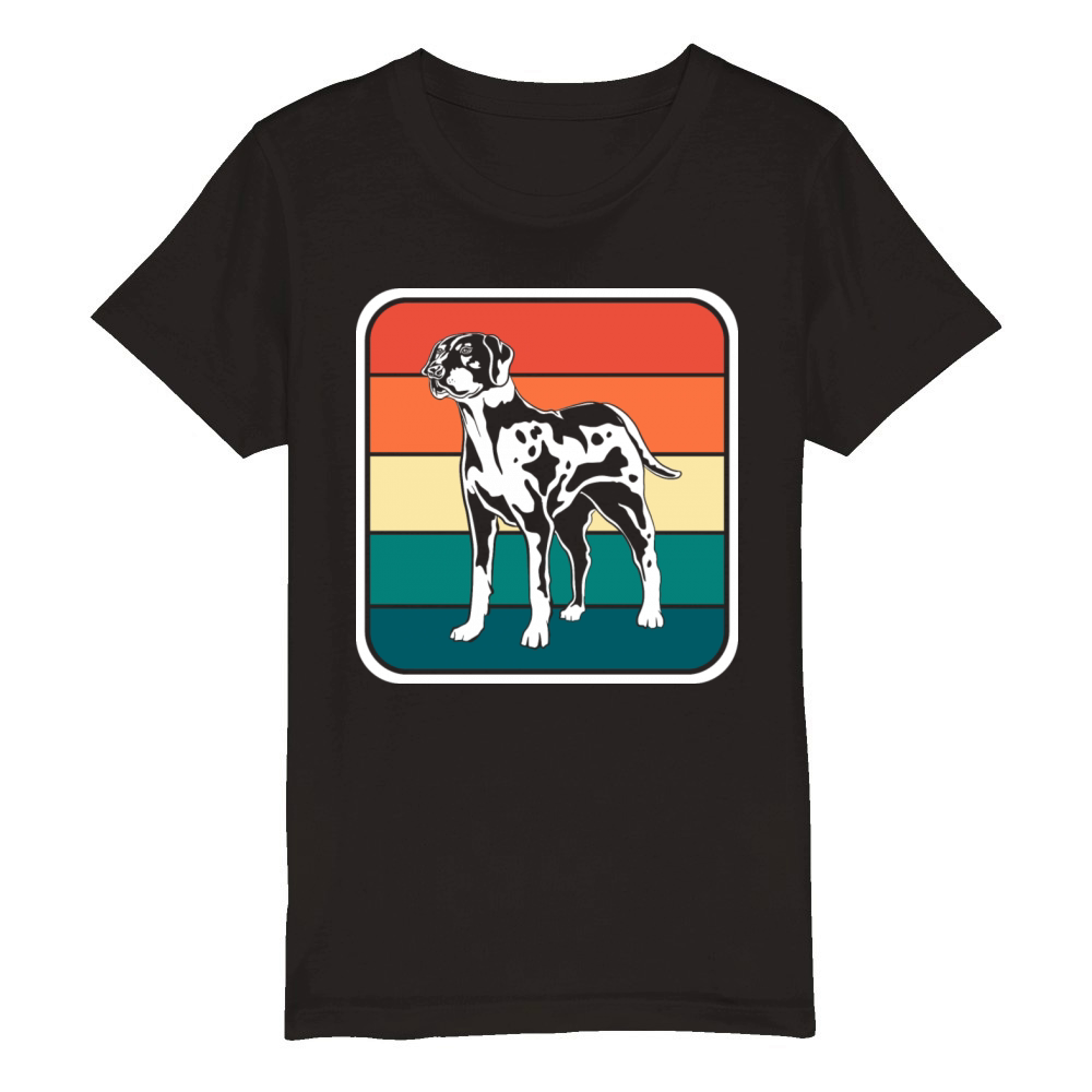 Retro Colorful Louisiana Catahoula Leopard Dog Organic Kids Crewneck T-shirt