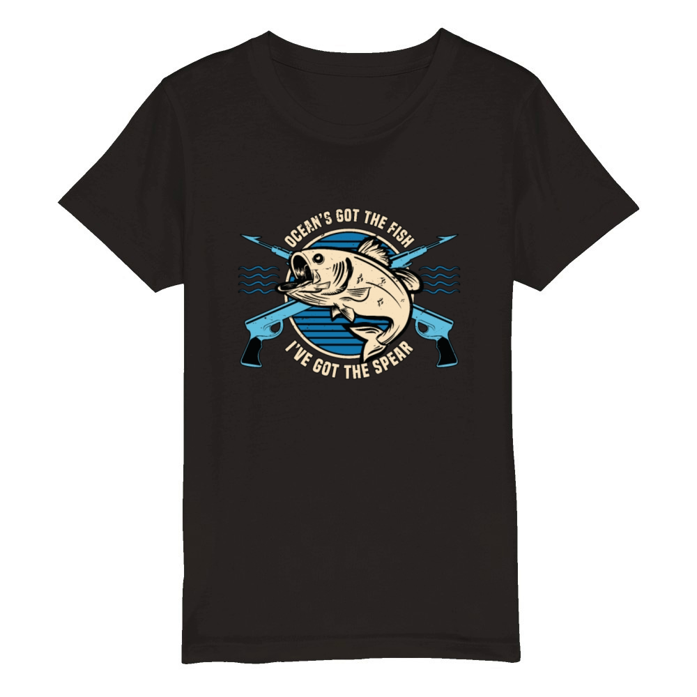 Spearfishing Oceans Got The Fish Loves Freedive Organic Kids Crewneck T-shirt
