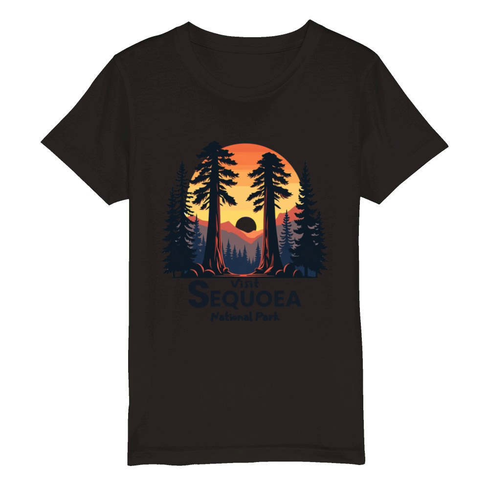 Visit Sequoea National Park Retro Illustraion V 01 Organic Kids Crewneck T-shirt
