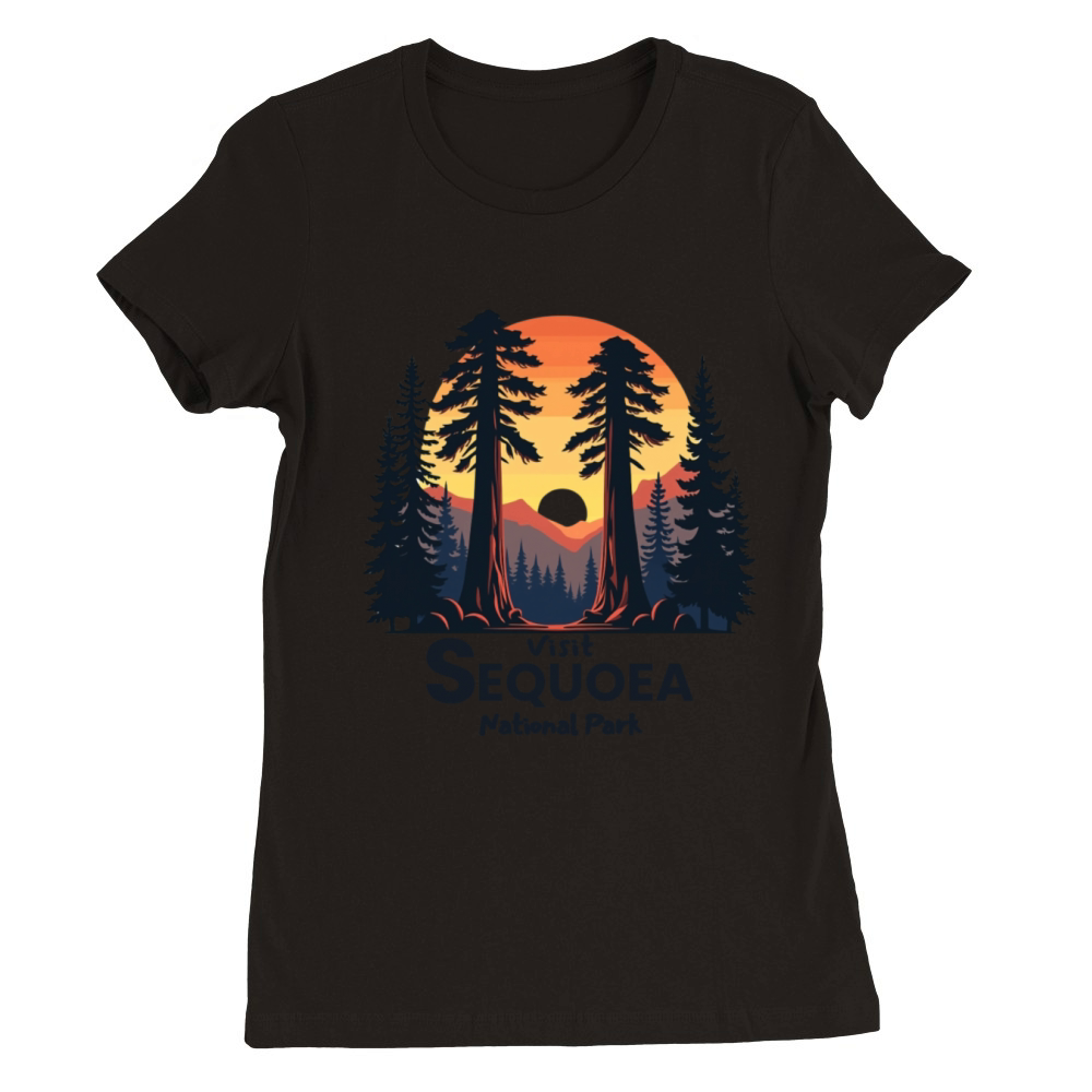 Visit Sequoea National Park Retro Illustraion V 01 Premium Womens Crewneck T-shirt