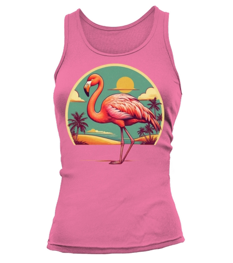 Retro Comic Style Flamingo Tee - Vintage Tropical Tank top Woman