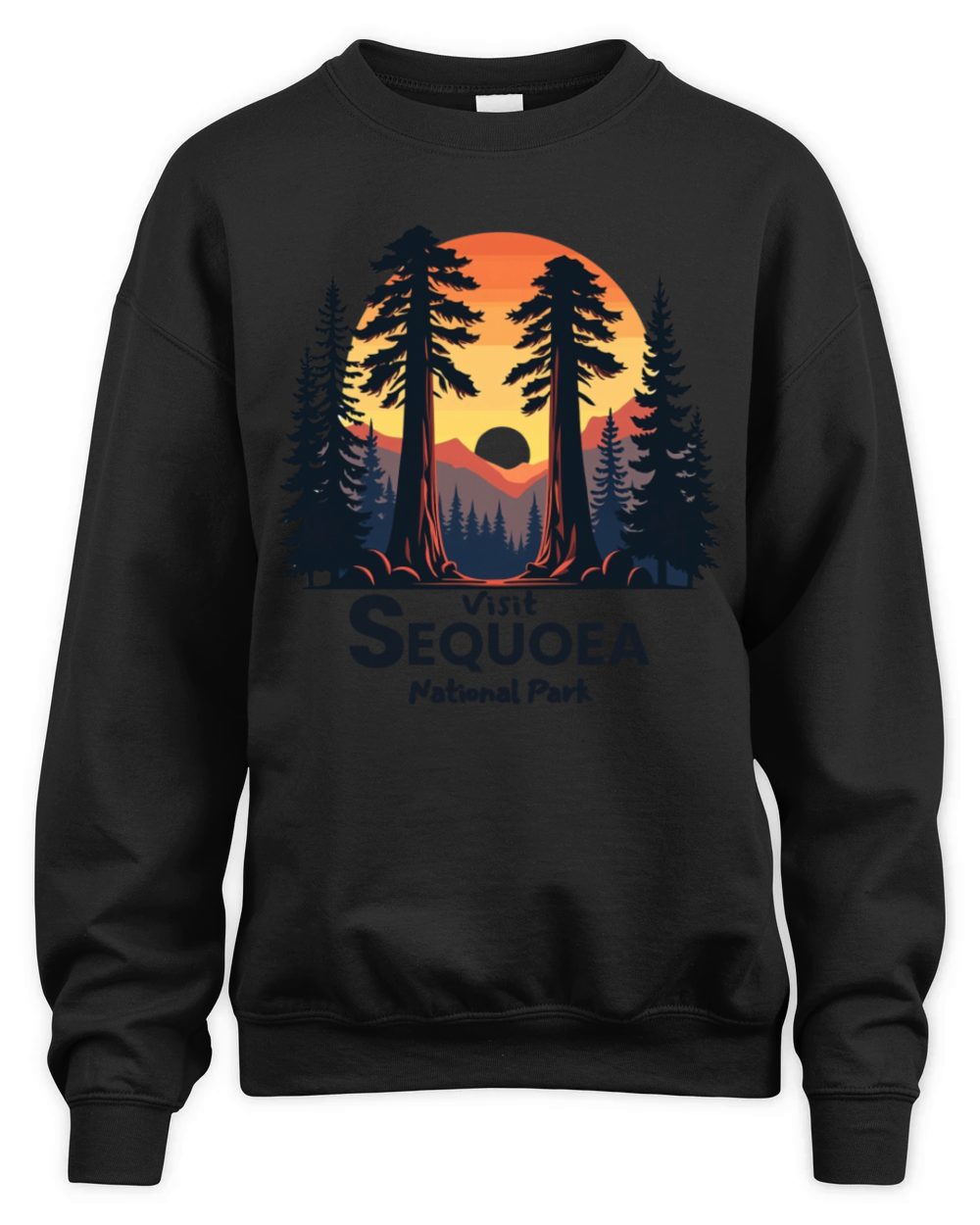 Visit Sequoea National Park Retro Illustraion V 01 Unisex Premium Crewneck Sweatshirt