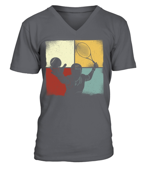 Funny Tennis Player Racket Retro V-Neck T-shirt