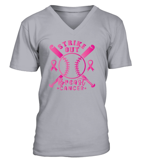 Strike Out Breast Cancer Awareness Baseball V-Neck T-shirt