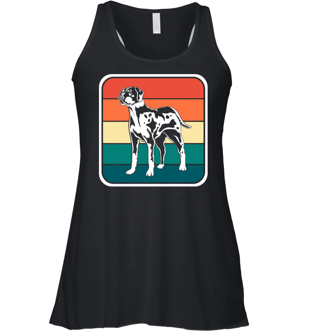 Retro Colorful Louisiana Catahoula Leopard Dog Women's Flowy Tank Top