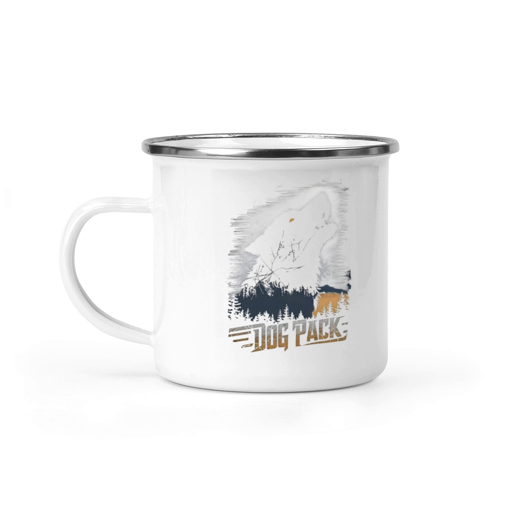 Majestic Dog Howling in Forest Silhouette Camping Mug