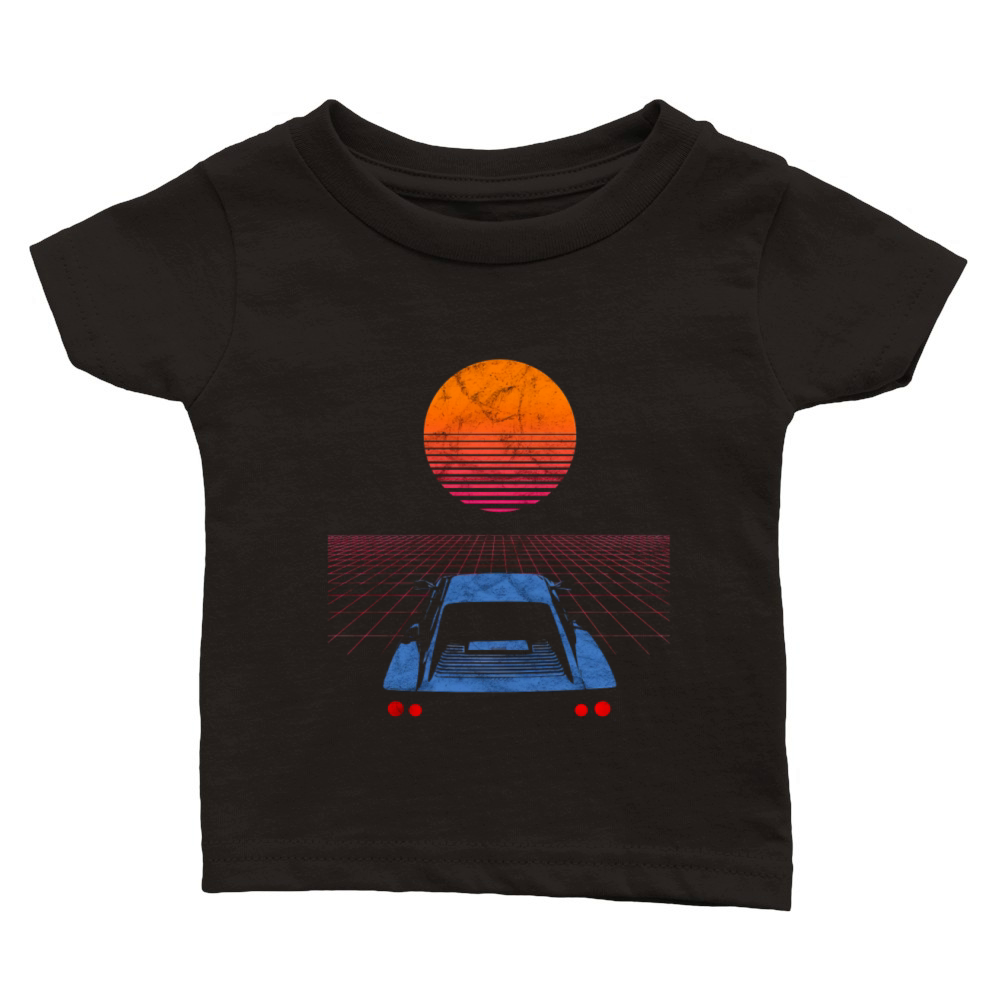 Synthwave Retrowave Aesthetic Vintage Drive Laser Classic Baby Crewneck T-shirt