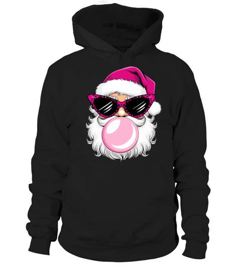 Santa Claus face Retro Blowing Bubble Christmas Hoodie Unisex