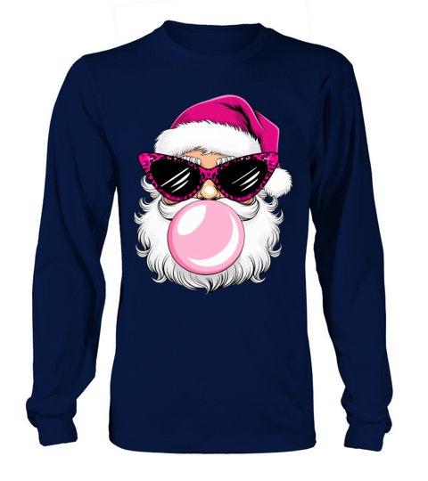 Santa Claus face Retro Blowing Bubble Christmas Long sleeved Unisex