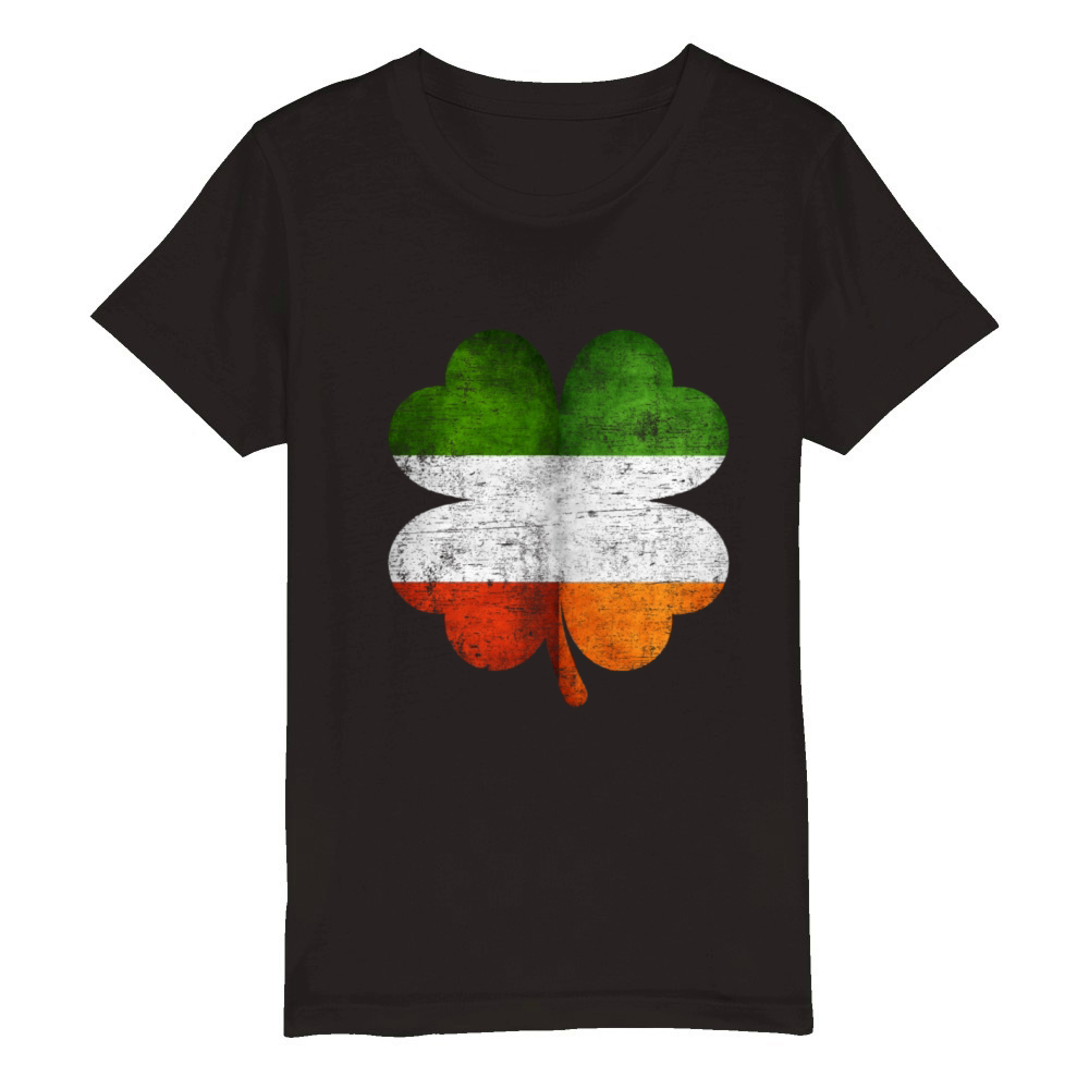 Italian Irish Shamrock Italy Ireland Flag Organic Kids Crewneck T-shirt