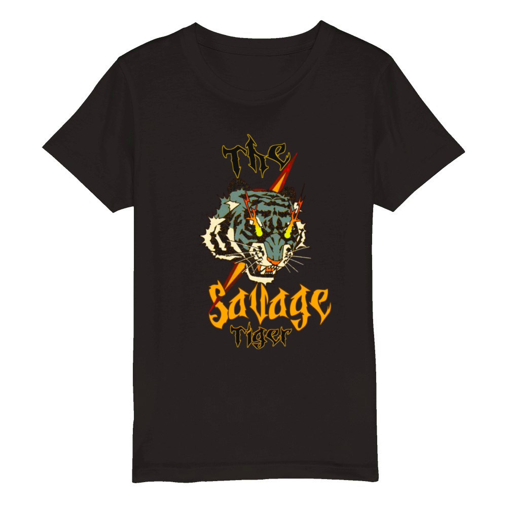 the Savage Tiger vintage design Organic Kids Crewneck T-shirt