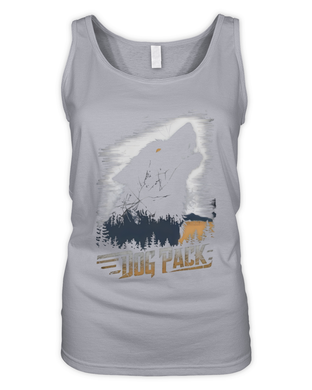 Majestic Dog Howling in Forest Silhouette Organic Women's Tank Top
