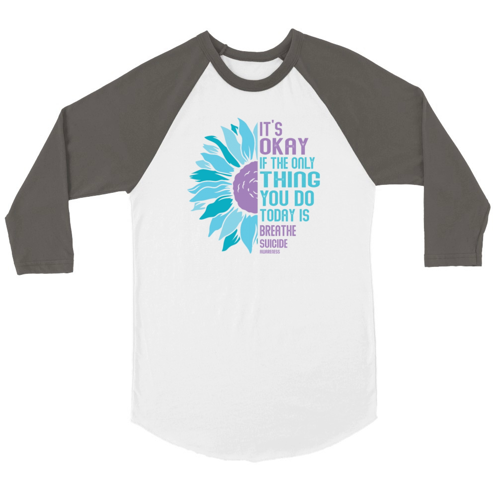 Mental Health Warrior Purple and Teal Unisex ¾ sleeve Raglan T-shirt