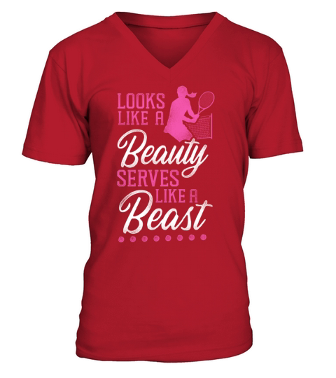 Funny Tennis Player Racket Girl V-Neck T-shirt