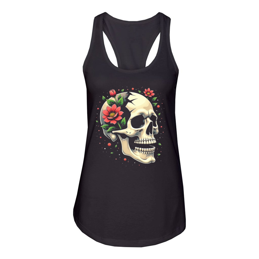Floral Skull Design Women's Racerback Tank