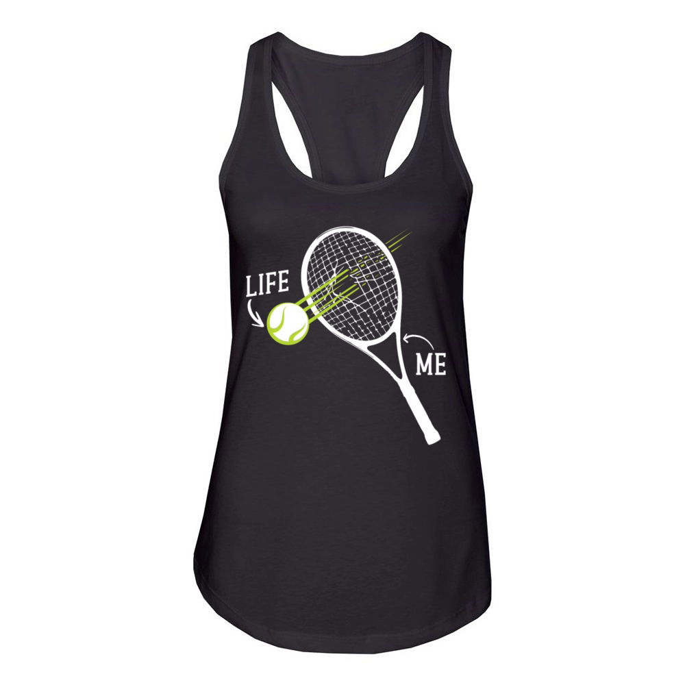 Funny Tennis Player Racket Life Me Women's Racerback Tank