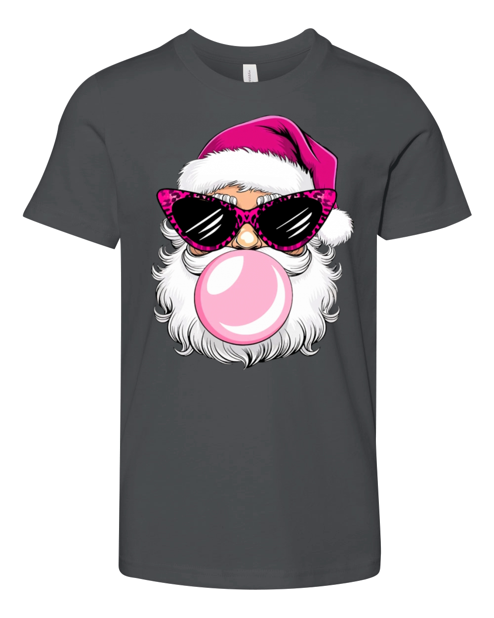 Santa Claus face Retro Blowing Bubble Christmas Youth Unisex Jersey Tee