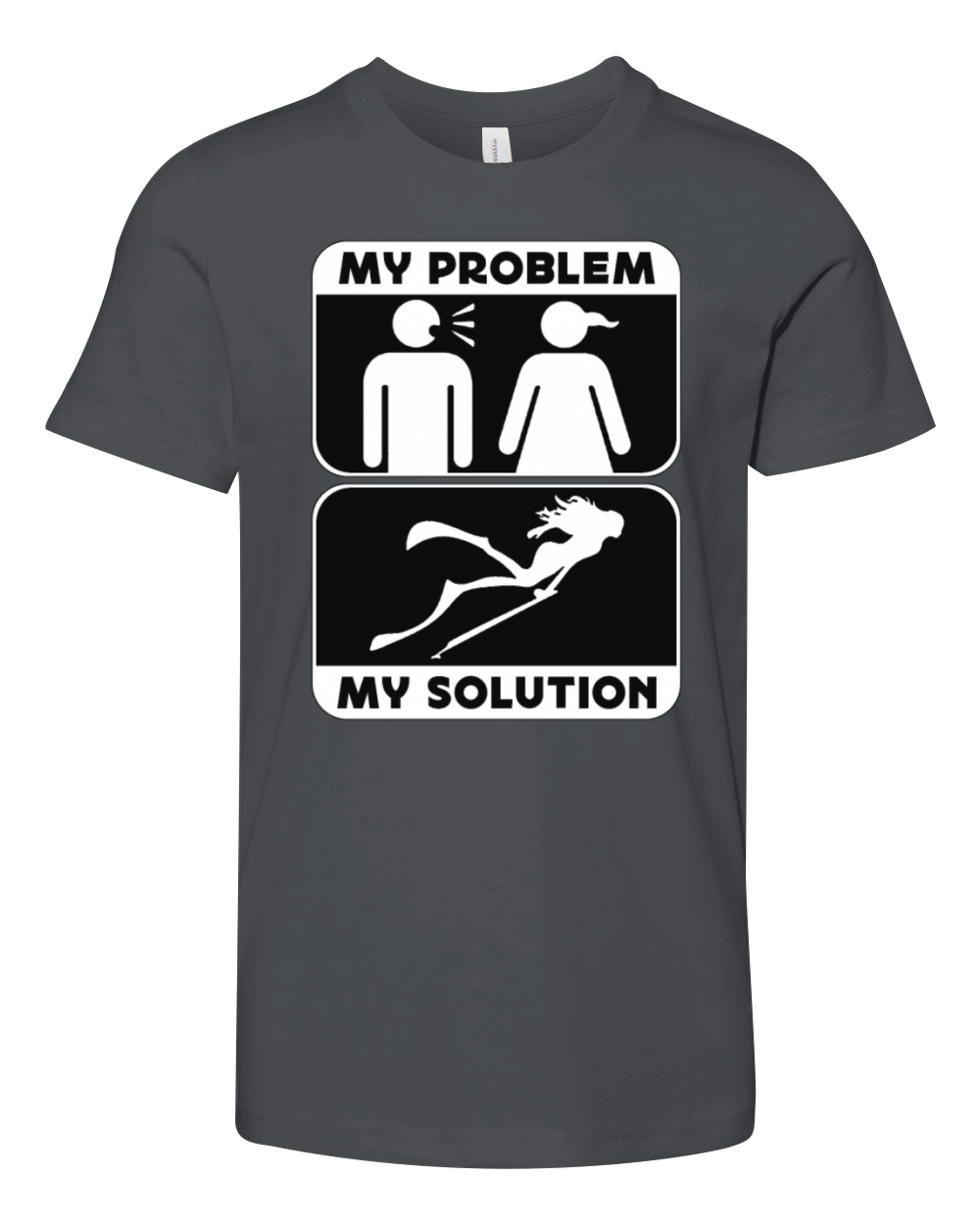 Spearfishing My Problem My Solution Pictogram Mom Youth Unisex Jersey Tee