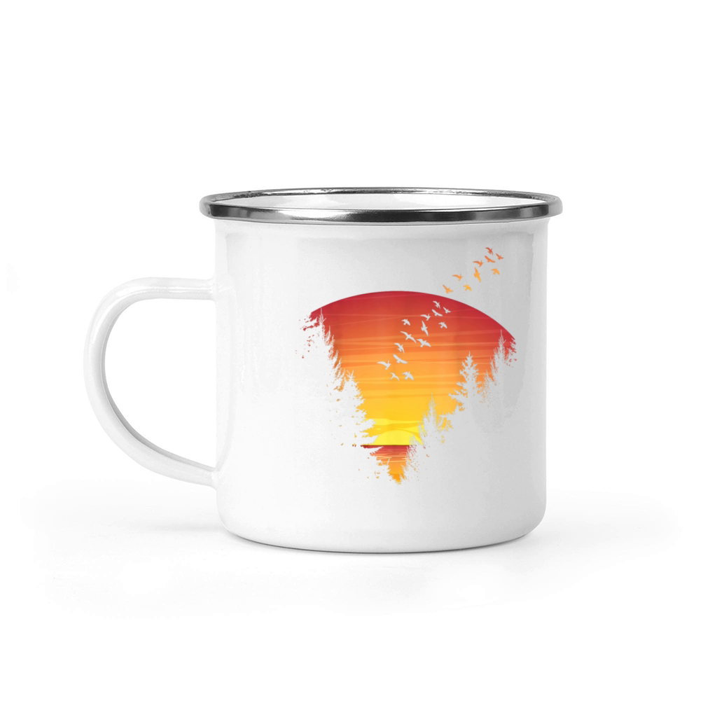 Sunset Forest Nature Pine Tree Camping Outdoor Camping Mug