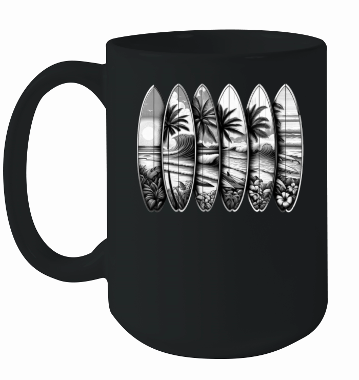 Surfboard Art Surfing Retro Surfer Surf Shop Ceramic Mug