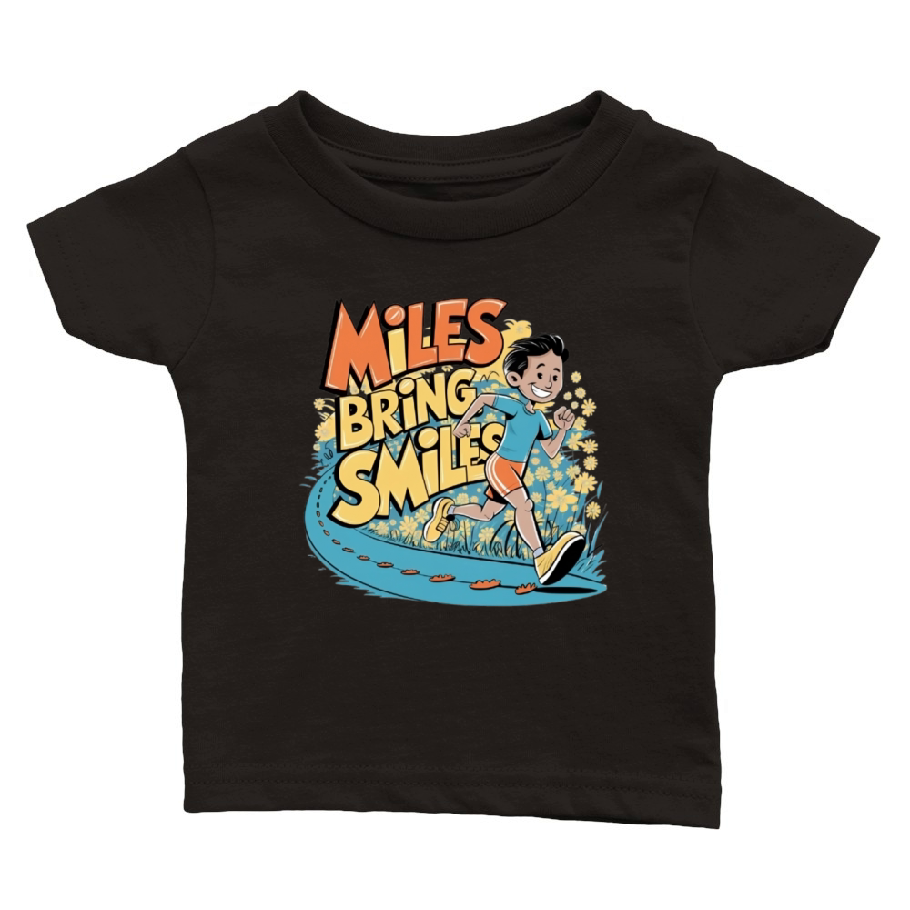 Funny Running Qoute - MILES BRING SMILES Classic Baby Crewneck T-shirt