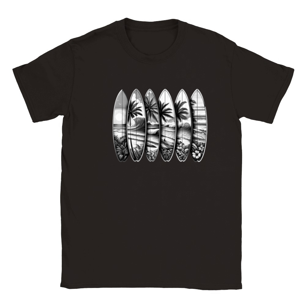 Surfboard Art Surfing Retro Surfer Surf Shop Classic Kids Crewneck T-shirt