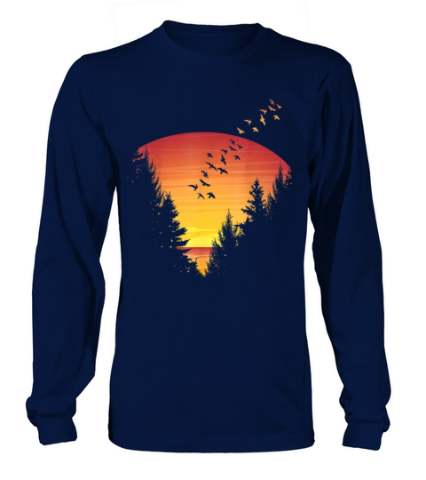 Sunset Forest Nature Pine Tree Camping Outdoor Long sleeved Unisex