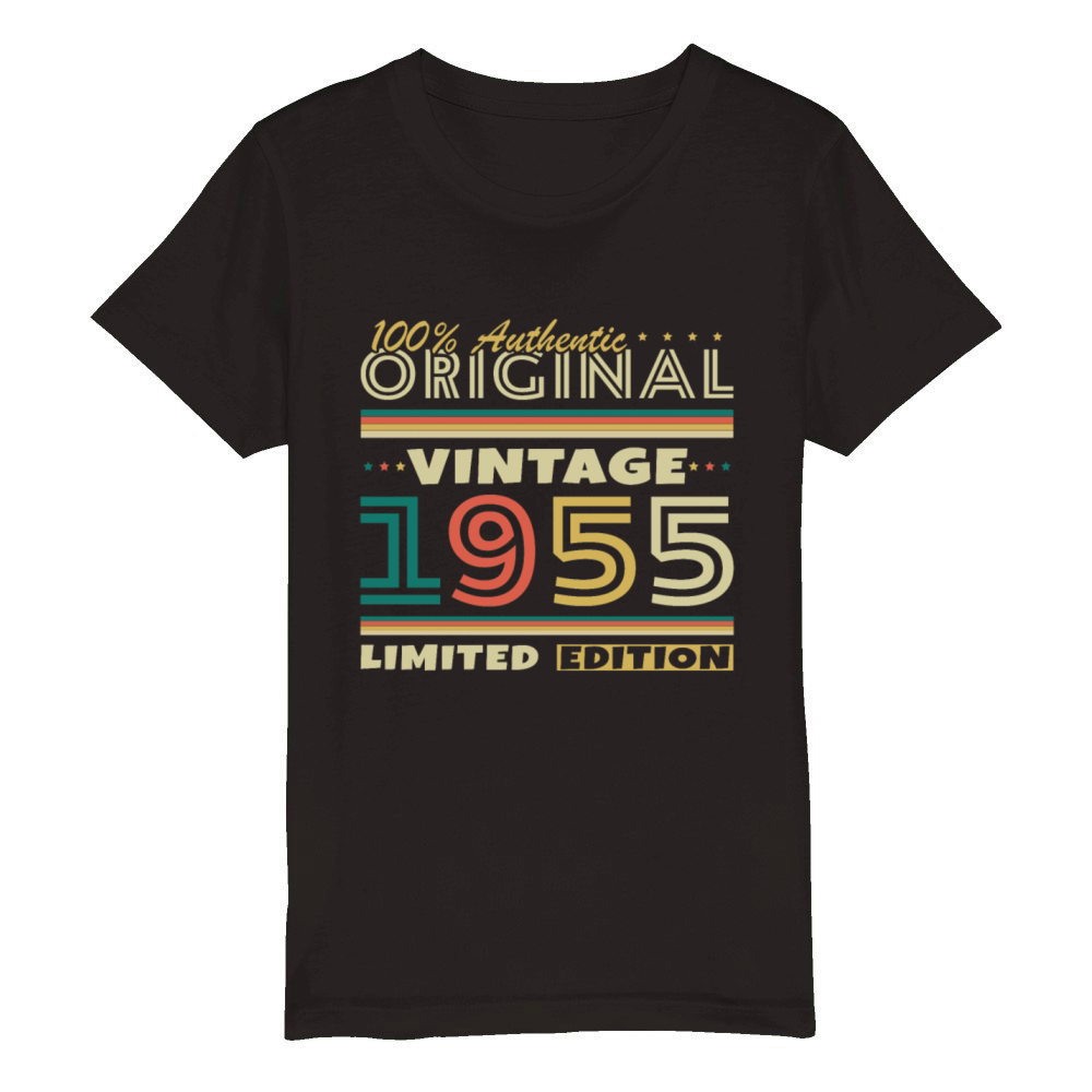 70 Years 1955 Vintage Retro Birthday Gift Organic Kids Crewneck T-shirt
