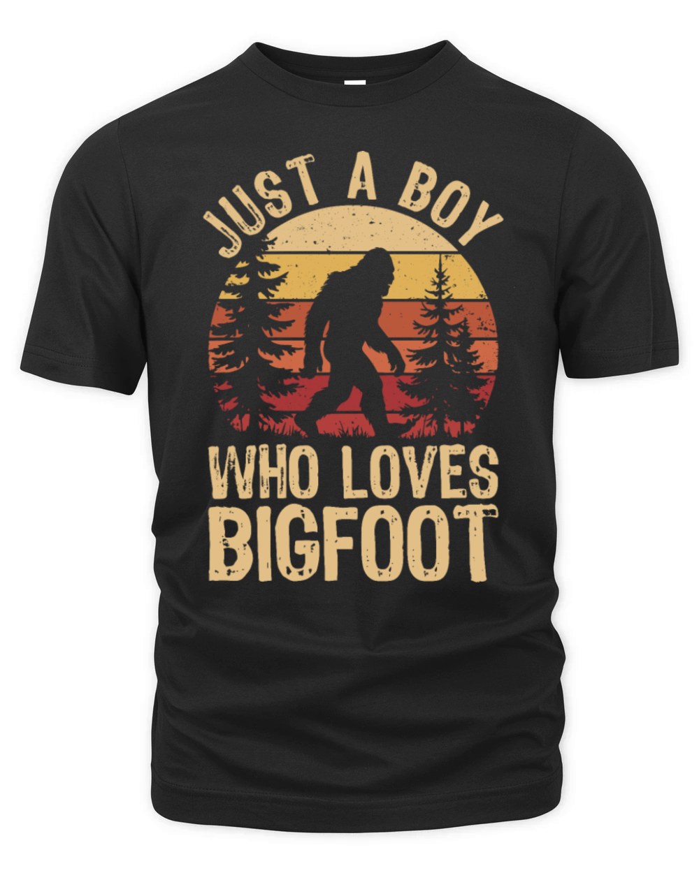 Bigfoot Enthusiast Retro Sunset Forest Silhouette Organic Unisex T-shirt