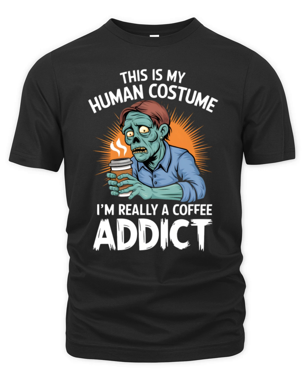 Coffee Addict Zombie Funny Halloween Humor Organic Unisex T-shirt