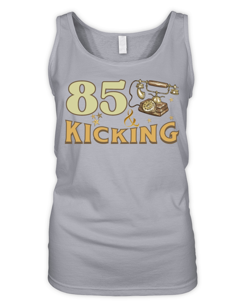 85 and Kicking Birthday Vintage Telephone Design Organic Women's Tank Top