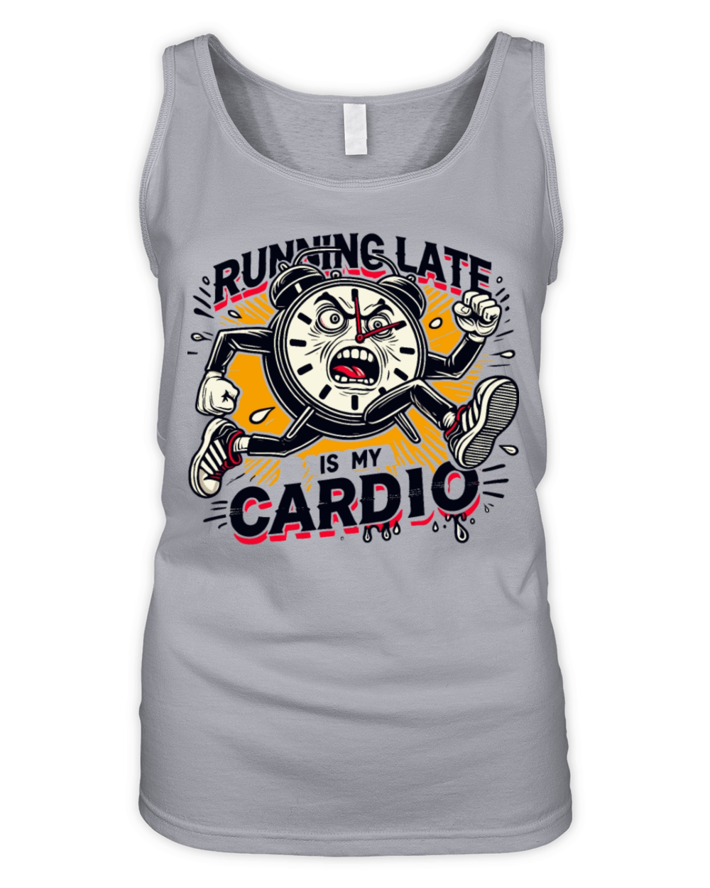 Running Late is My Cardio Funny Clock Humor Organic Women's Tank Top